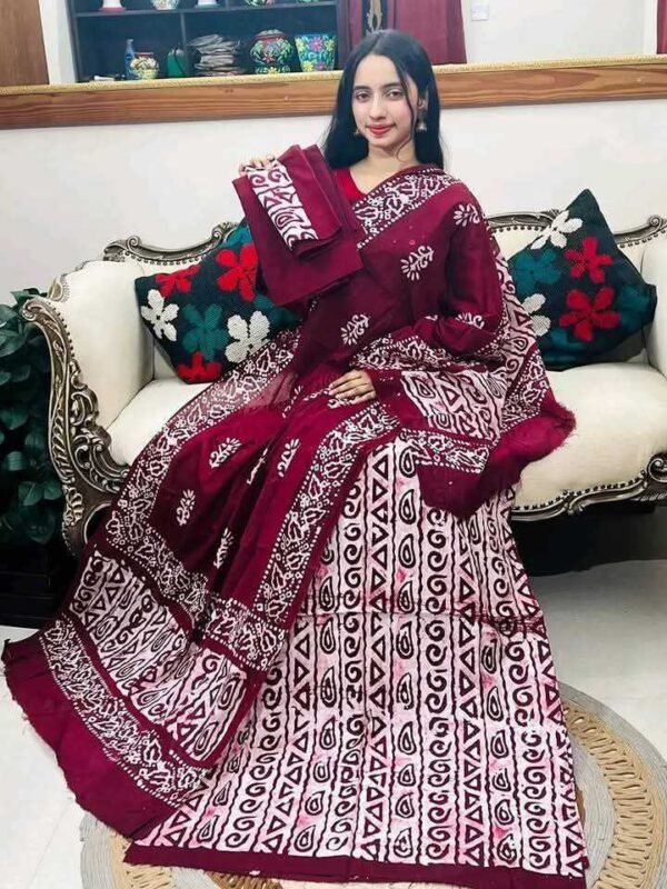 প্রিমিয়াম কোয়ালিটি বাটিক থ্রি পিস - Image 5